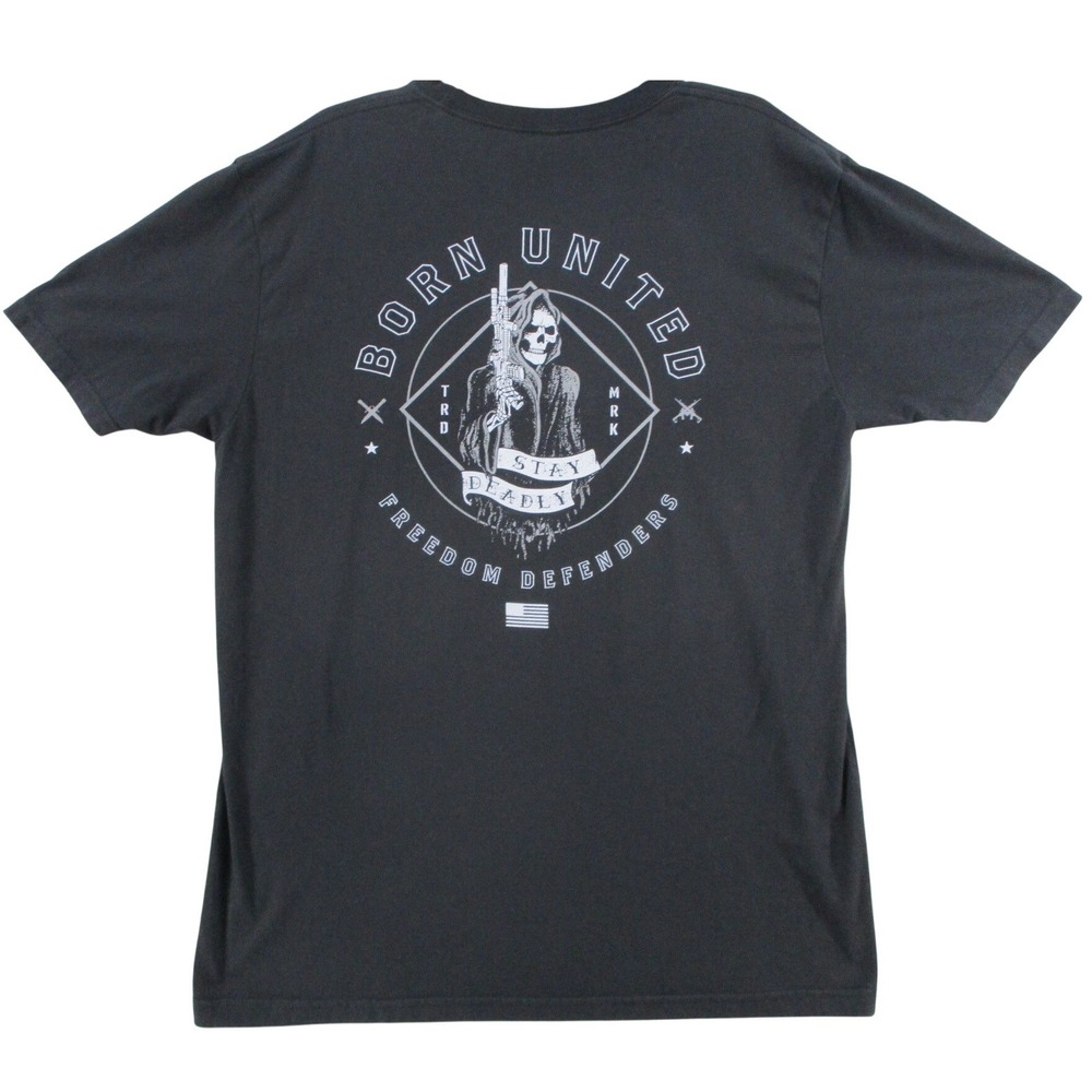 Born United Freedom Defenders Graphic T-Shirt Mens XL Black American Flag Tee
